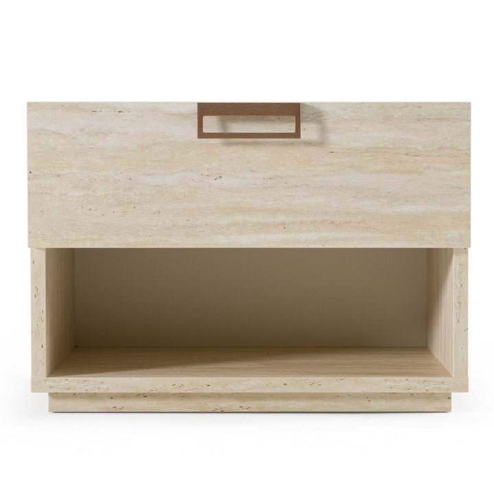 Lago - Modern Faux Travertine Nightstand