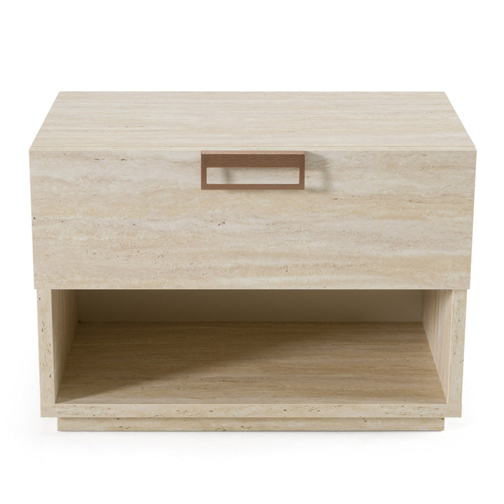 Lago - Modern Faux Travertine Nightstand