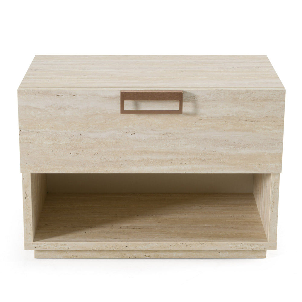Lago - Modern Faux Travertine Nightstand - View 2