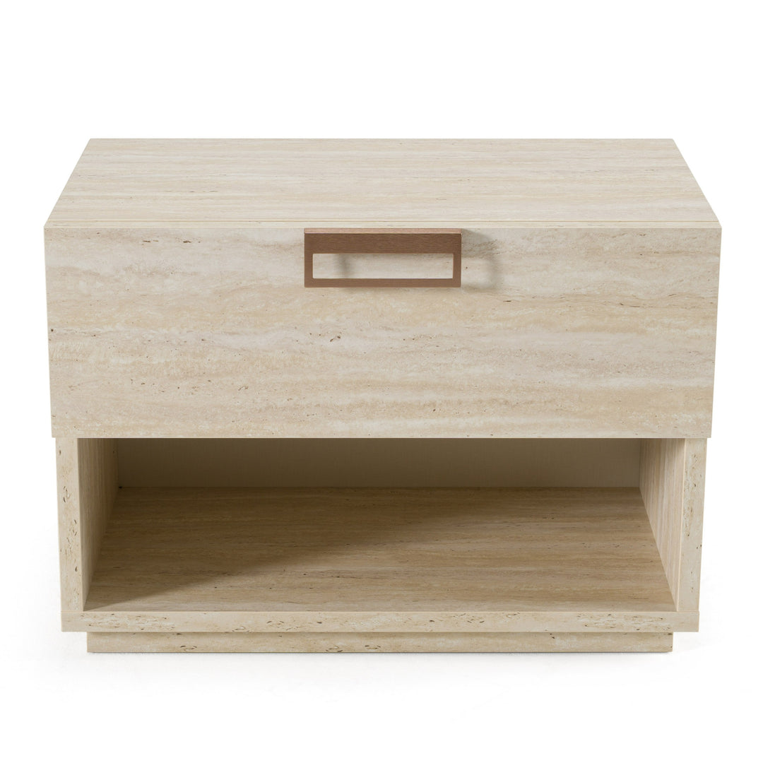 Lago - Modern Faux Travertine Nightstand