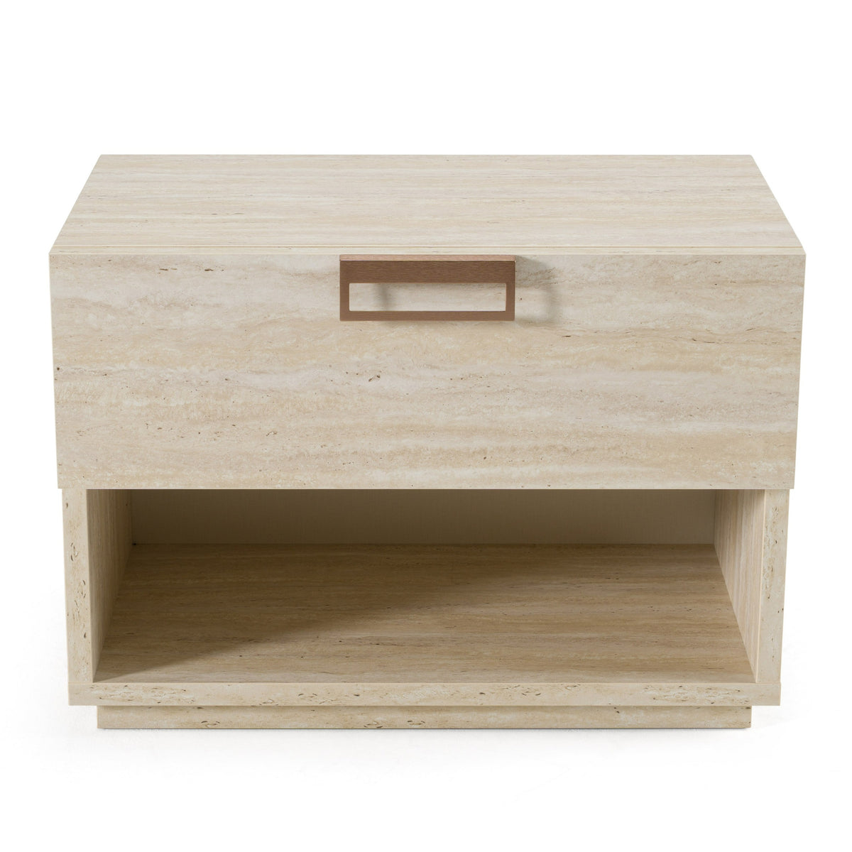 Lago - Modern Faux Travertine Nightstand - View 2