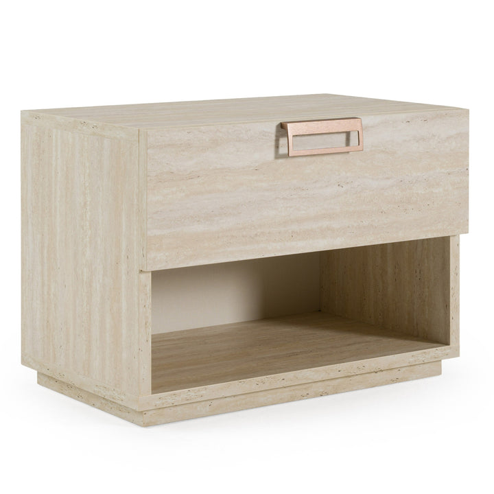 Lago - Modern Faux Travertine Nightstand
