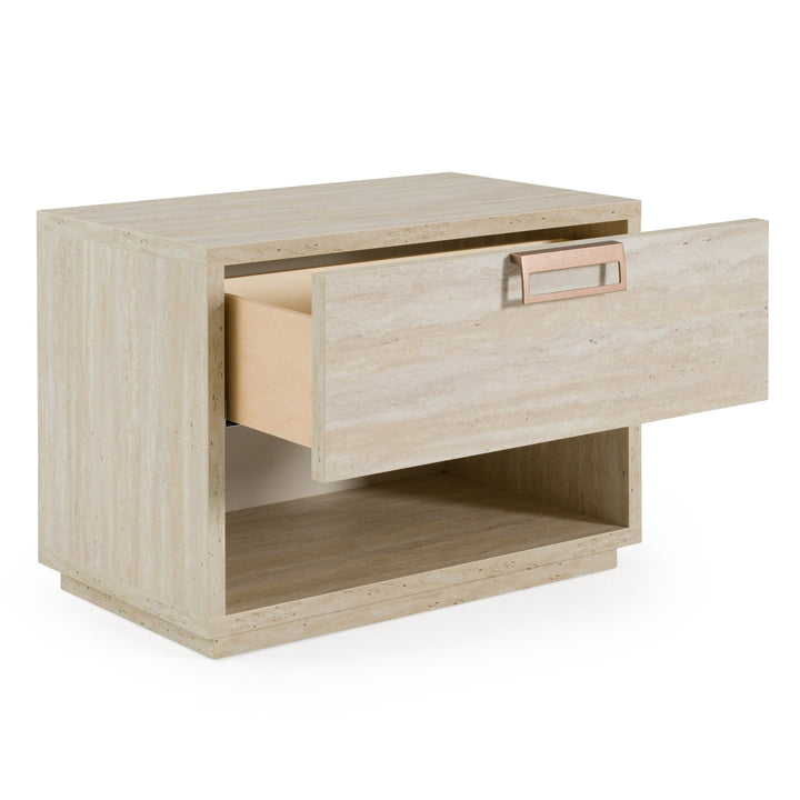 Lago - Modern Faux Travertine Nightstand