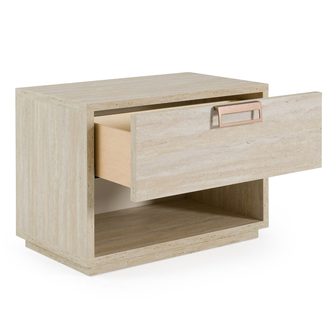 Lago - Modern Faux Travertine Nightstand