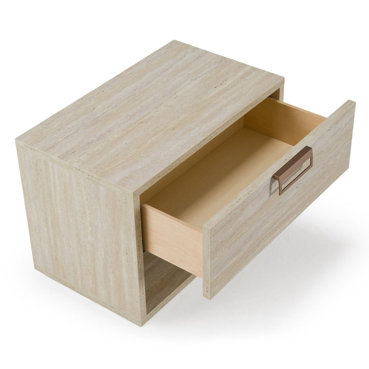 Lago - Modern Faux Travertine Nightstand
