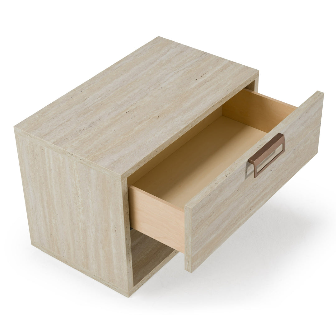 Lago - Modern Faux Travertine Nightstand