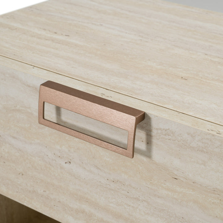 Lago - Modern Faux Travertine Nightstand