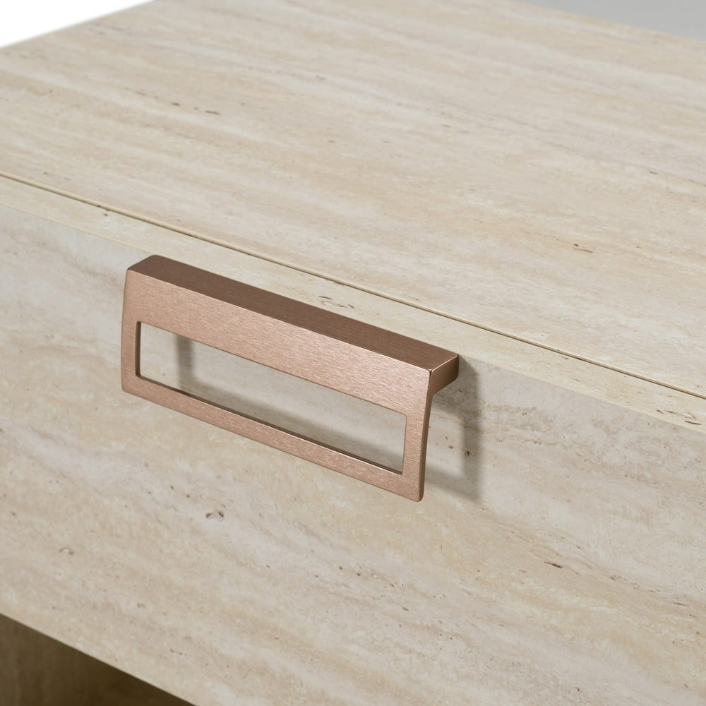 Lago - Modern Faux Travertine Nightstand - View 3