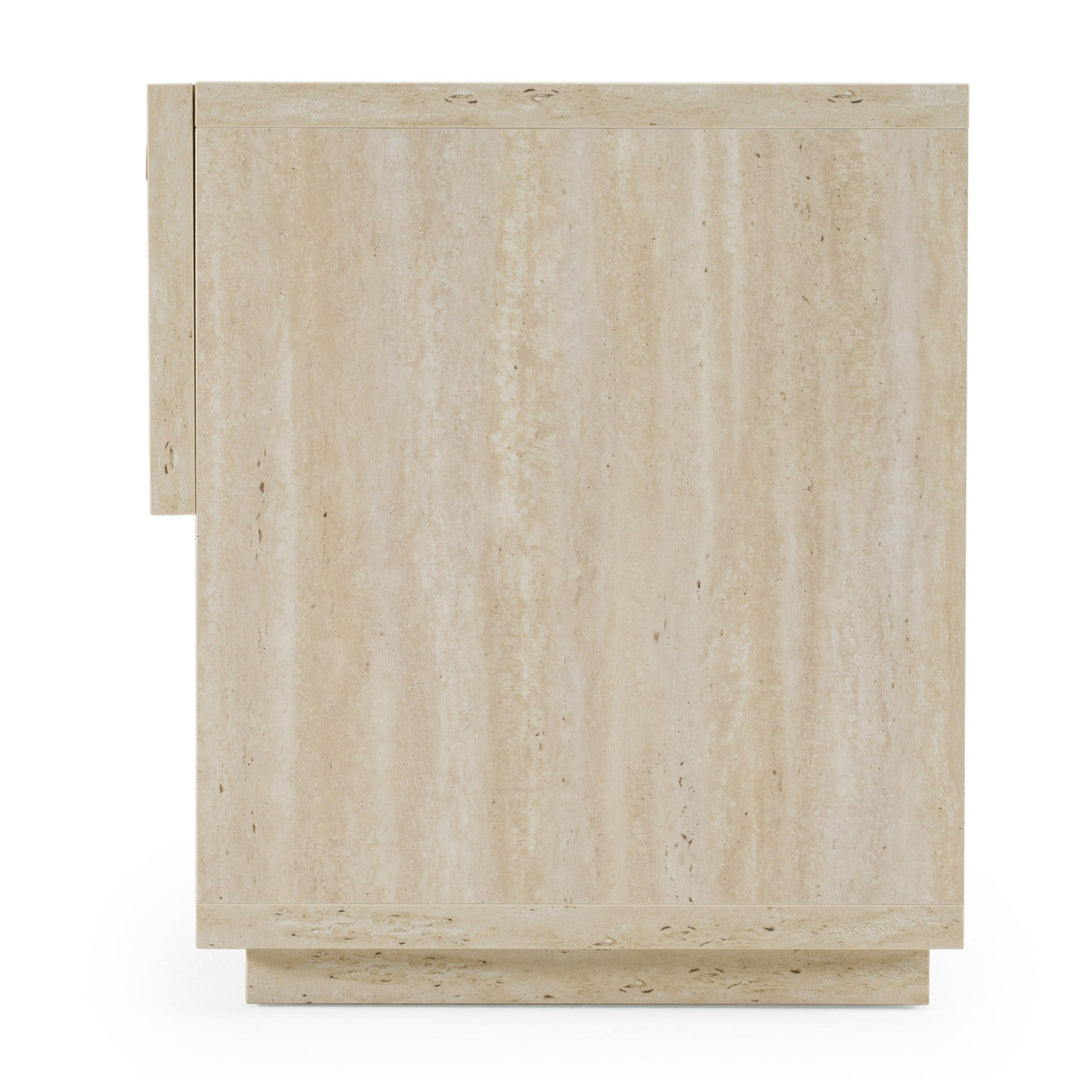 Lago - Modern Faux Travertine Nightstand