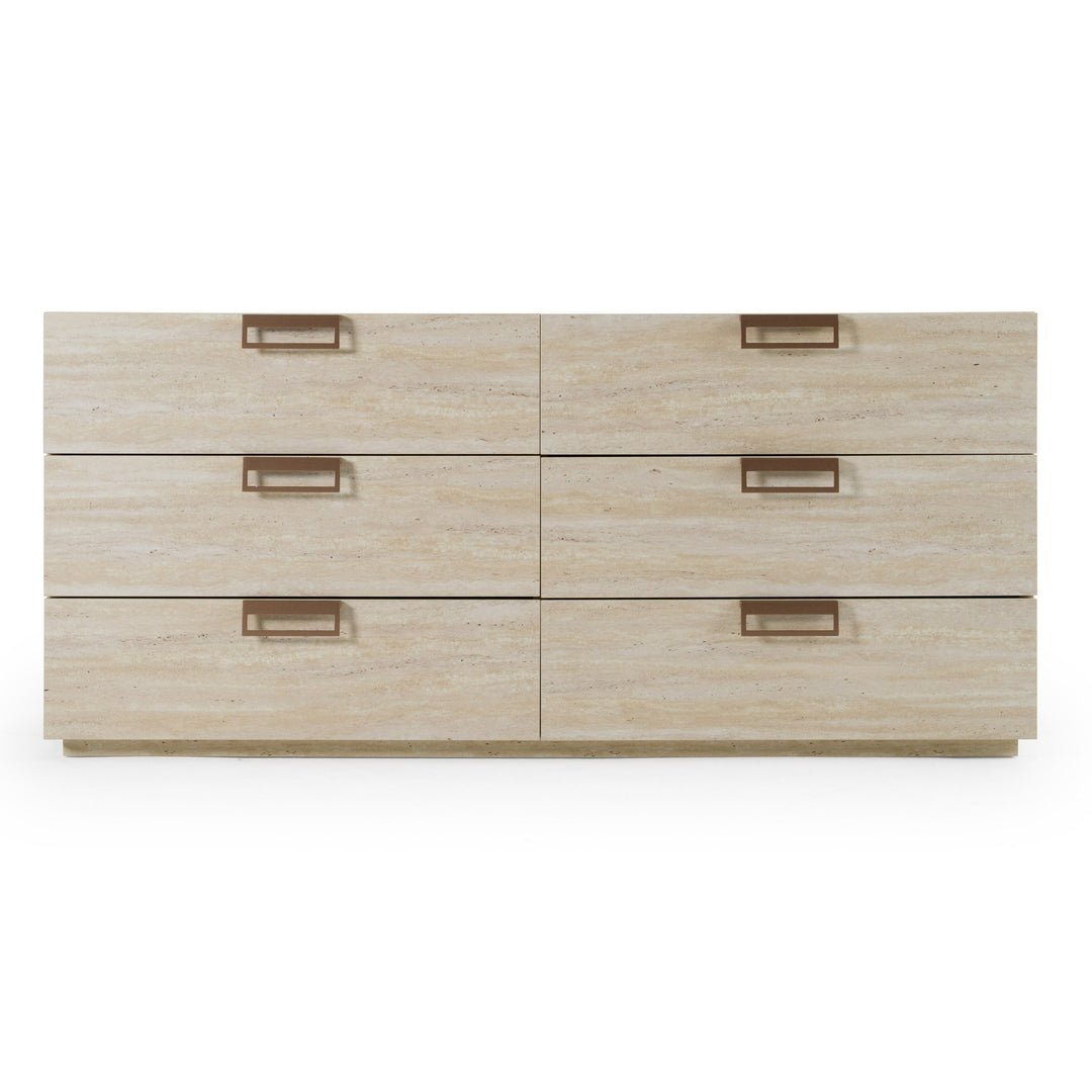 Lago  Modern Faux Travertine Dresser