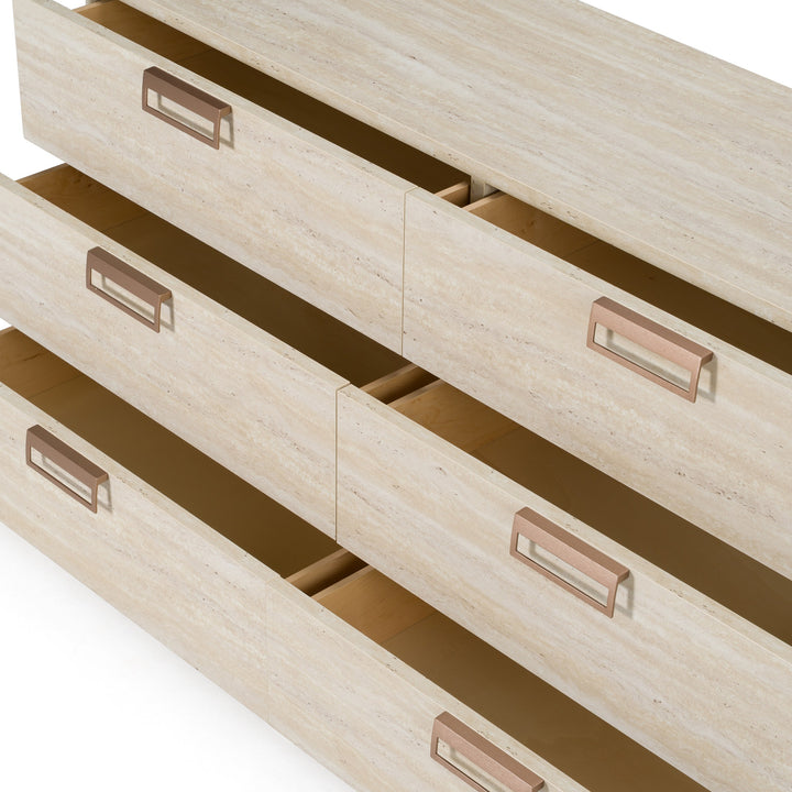 Lago  Modern Faux Travertine Dresser