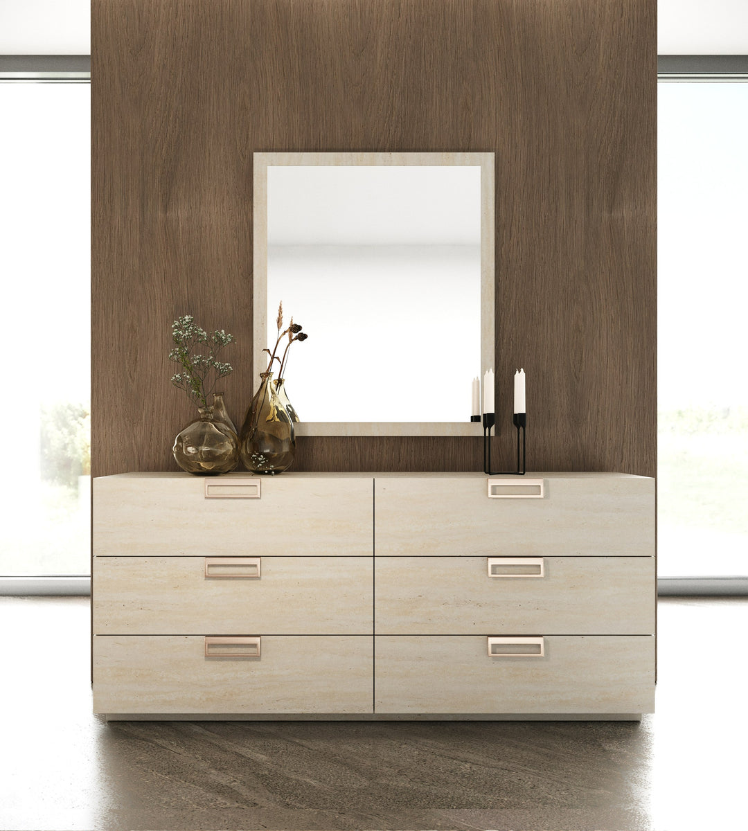Lago - Modern Faux Travertine Dresser