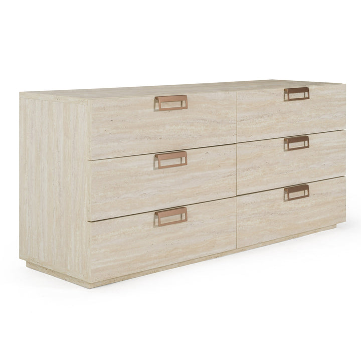 Lago - Modern Faux Travertine Dresser - View 8