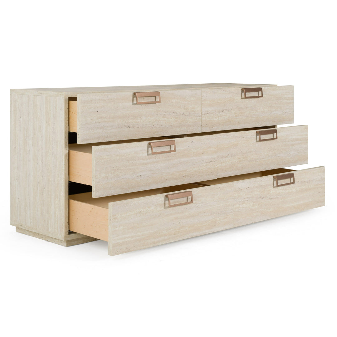 Lago  Modern Faux Travertine Dresser