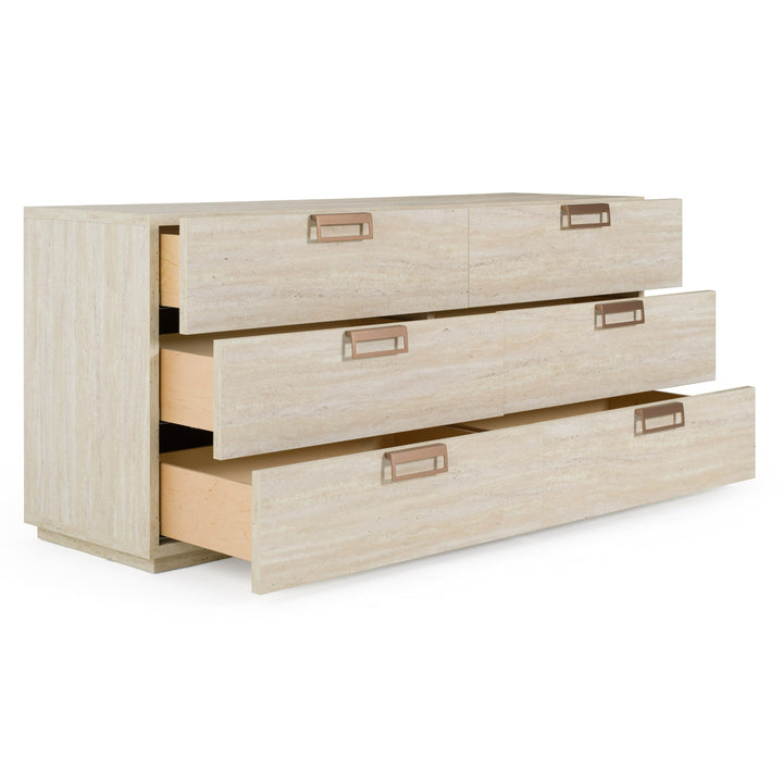 Lago  Modern Faux Travertine Dresser