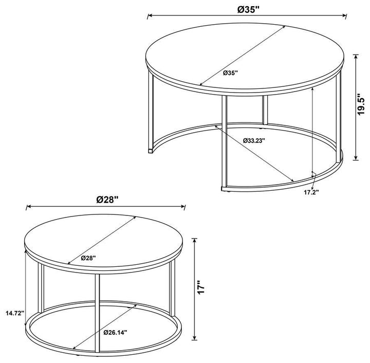 Lainey - 2 Piece Round Faux Marble Nesting Coffee Table - Gray Nesting Table modern furniture Contempo Furniture