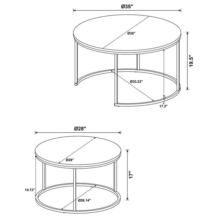 Lainey - 2 Piece Round Nesting Coffee Table - Distressed Pine Nesting Table modern furniture Contempo Furniture