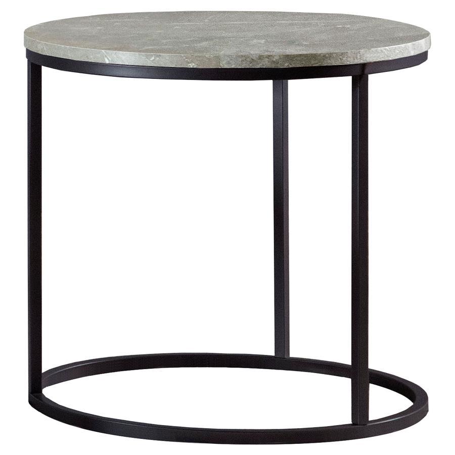 Lainey - Round Faux Marble Side End Table - Gray End Table modern furniture Contempo Furniture