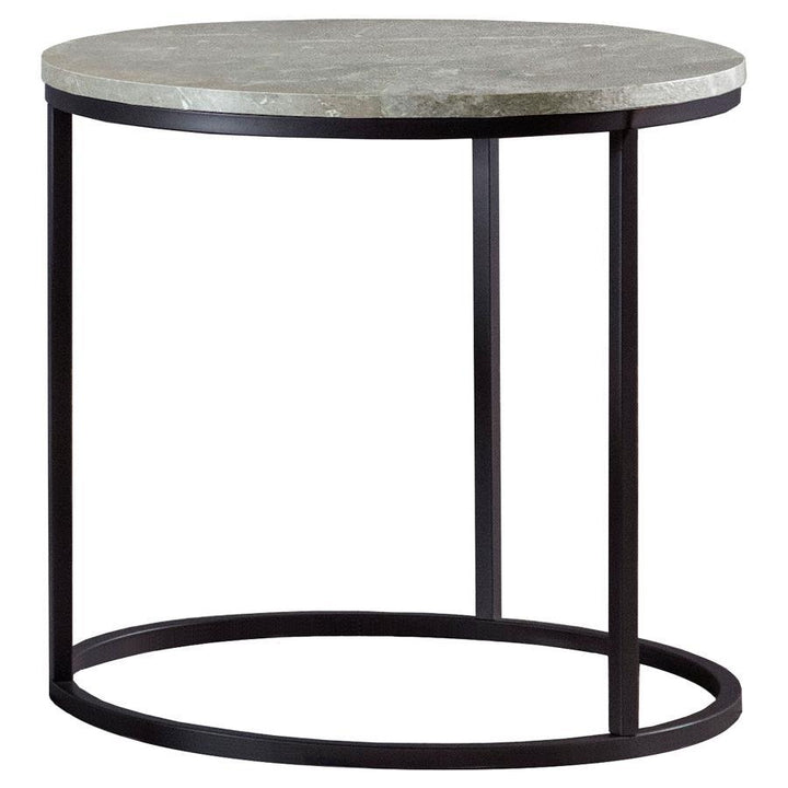 Lainey - Round Faux Marble Side End Table - Gray End Table modern furniture Contempo Furniture