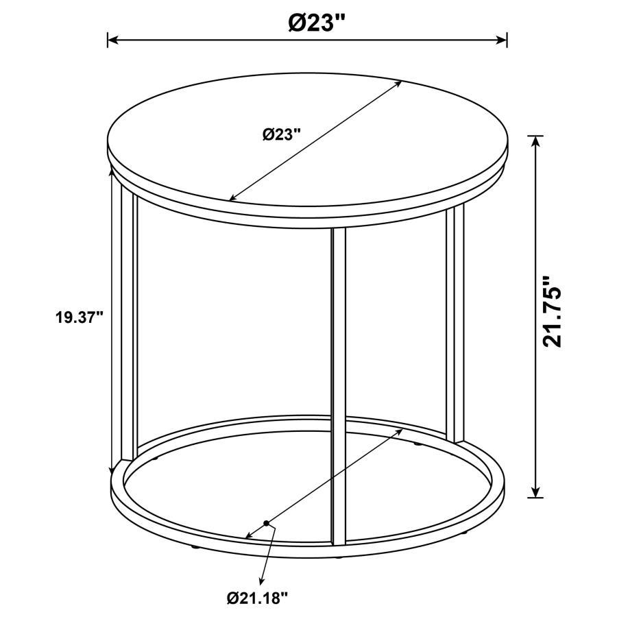Lainey - Round Occasional Side End Table - Distressed Pine End Table modern furniture Contempo Furniture