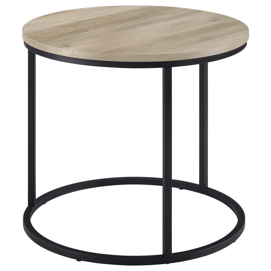 Lainey - Round Occasional Side End Table - Distressed Pine End Table modern furniture Contempo Furniture