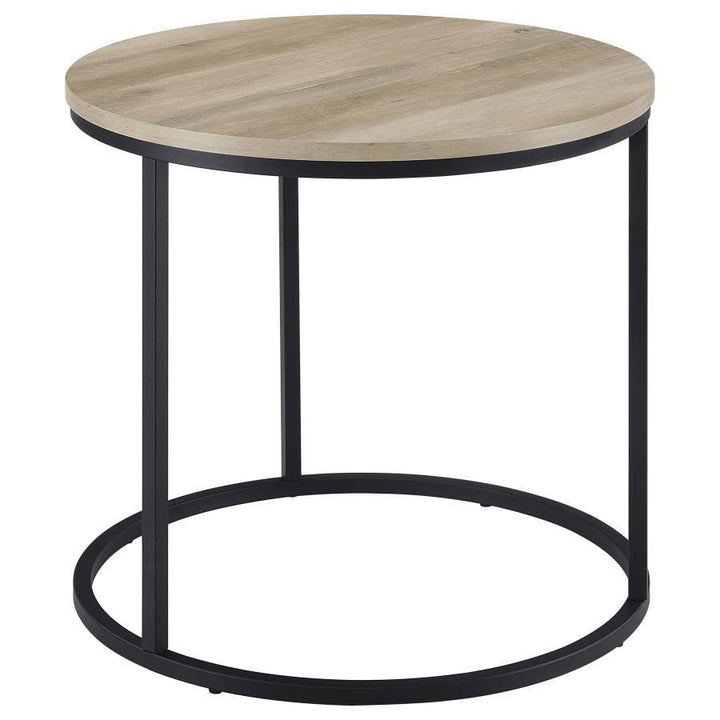 Lainey - Round Occasional Side End Table - Distressed Pine End Table modern furniture Contempo Furniture