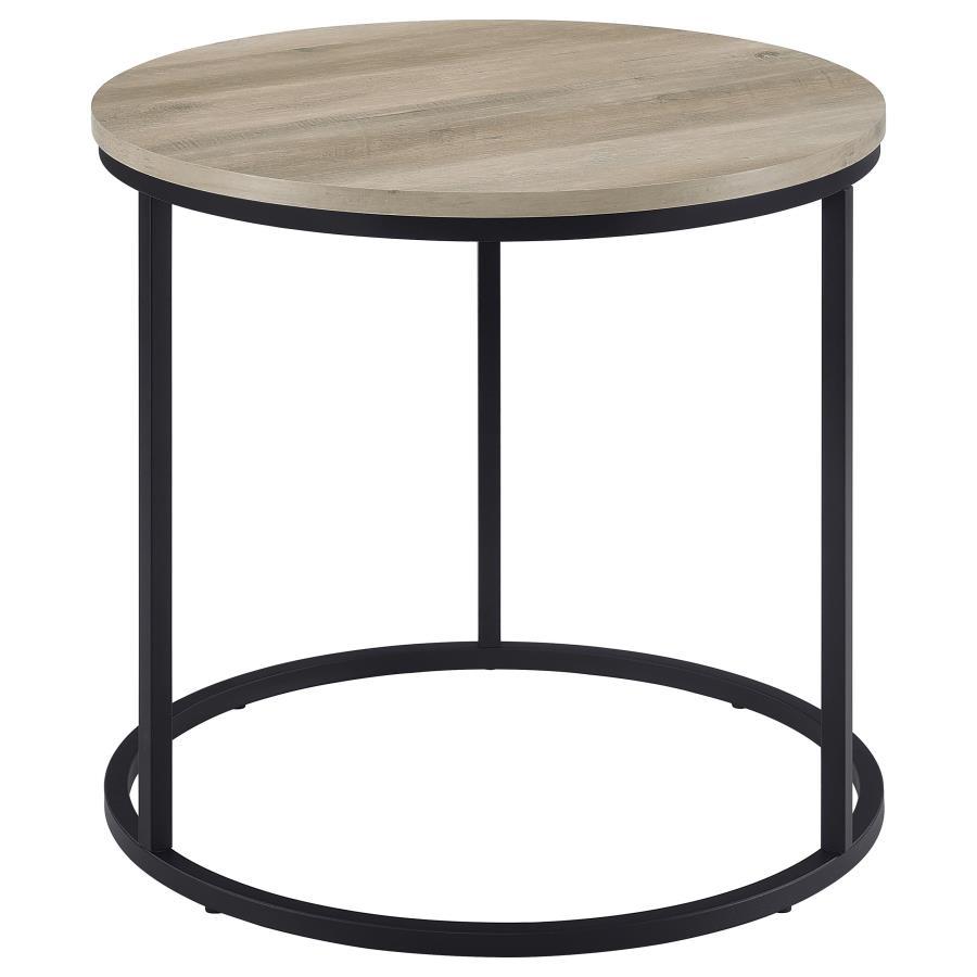 Lainey - Round Occasional Side End Table - Distressed Pine End Table modern furniture Contempo Furniture