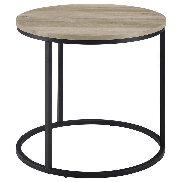 Lainey - Round Occasional Side End Table - Distressed Pine End Table modern furniture Contempo Furniture