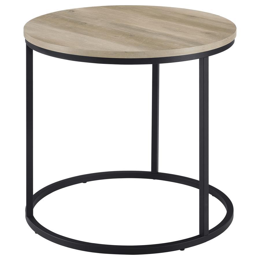 Lainey - Round Occasional Side End Table - Distressed Pine End Table modern furniture Contempo Furniture