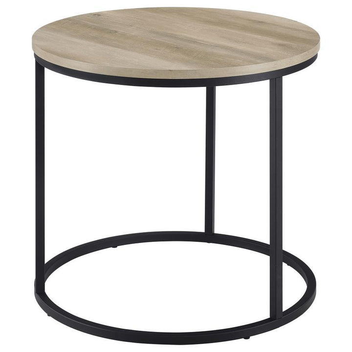 Lainey - Round Occasional Side End Table - Distressed Pine End Table modern furniture Contempo Furniture