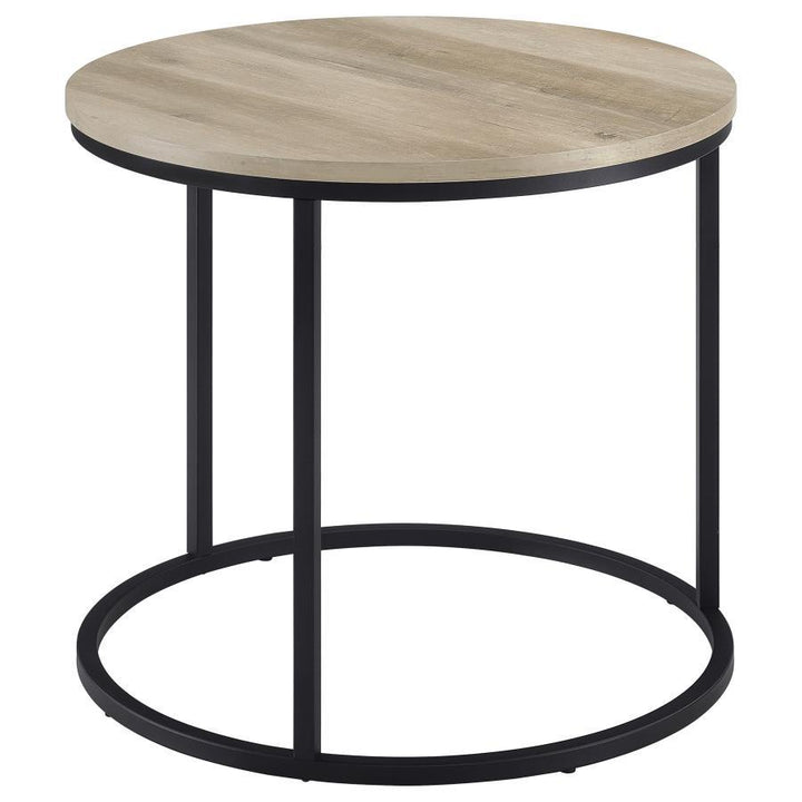 Lainey - Round Occasional Side End Table - Distressed Pine End Table modern furniture Contempo Furniture