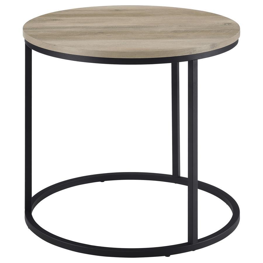 Lainey - Round Occasional Side End Table - Distressed Pine End Table modern furniture Contempo Furniture