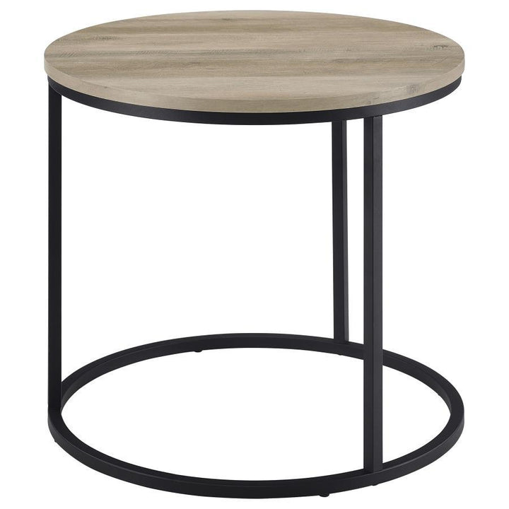 Lainey - Round Occasional Side End Table - Distressed Pine End Table modern furniture Contempo Furniture