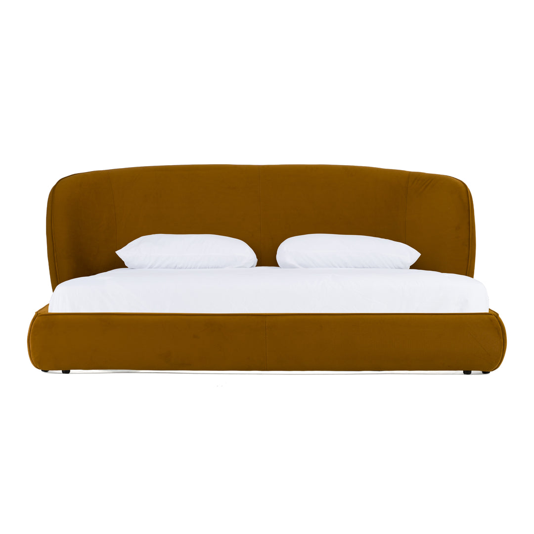 Lambert - Modern Burnt Orange Fabric Upholstered Bed