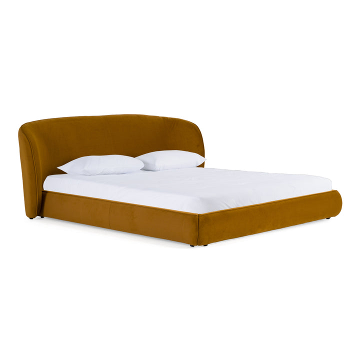 Lambert - Modern Burnt Orange Fabric Upholstered Bed