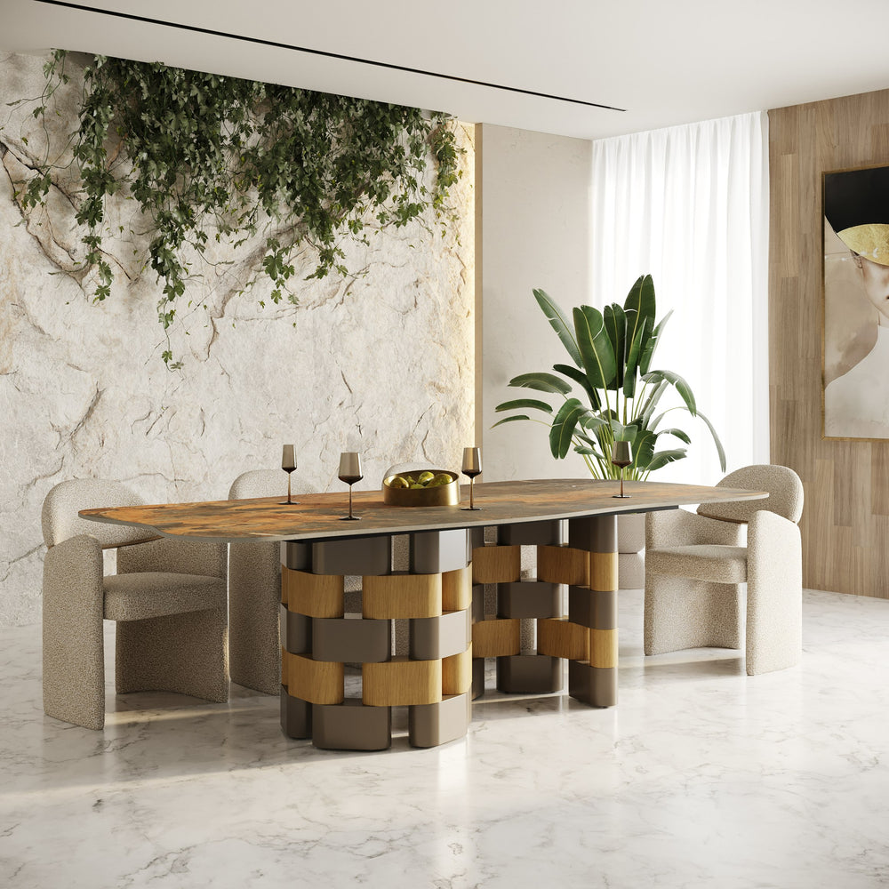 Falzone - Modern Ceramic + Wood Dining Table - View 10