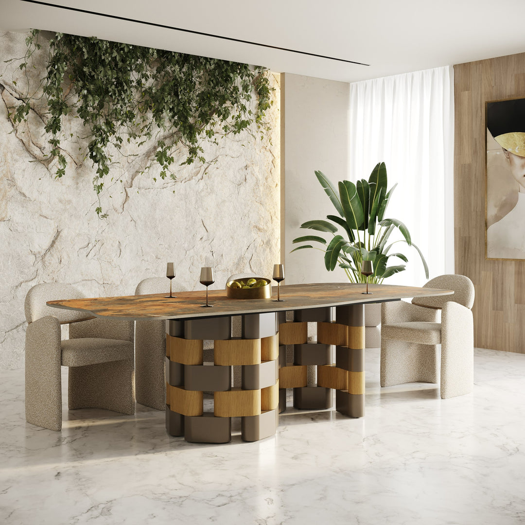 Falzone - Modern Ceramic + Wood Dining Table