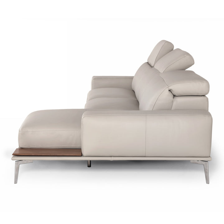 Villeneuve - Italian Modern Light Grey Leather Right Facing Sectional Sofa