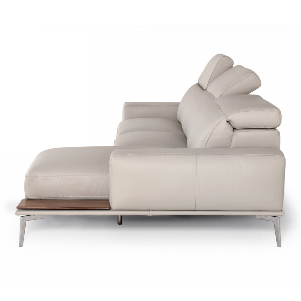 Villeneuve - Italian Modern Light Grey Leather Right Facing Sectional Sofa