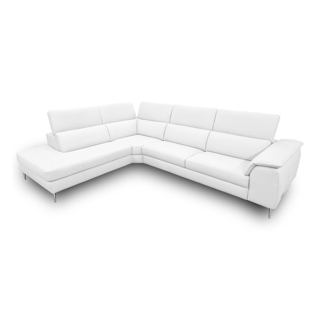 Viola - Italian Contemporary White Leather Left Facing Sectional Sofa