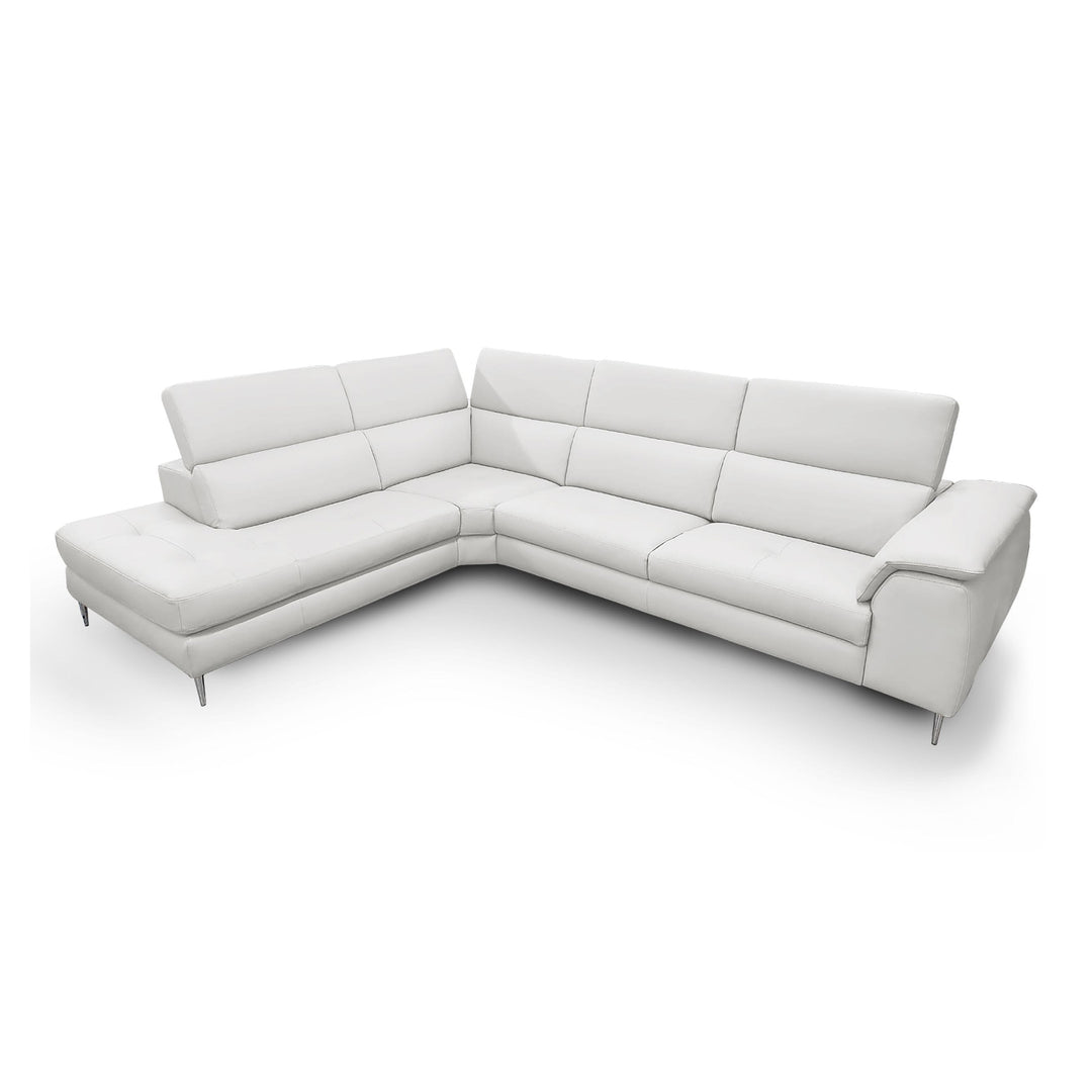 Viola - Italian Contemporary Grey Leather Left Facing Sectional Sofa