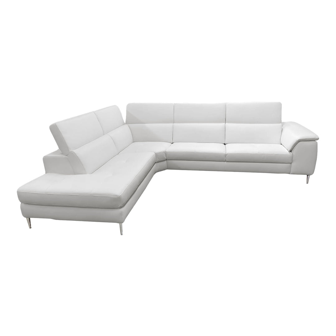 Viola - Italian Contemporary Grey Leather Left Facing Sectional Sofa