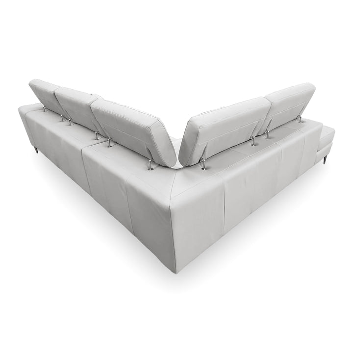 Viola - Italian Contemporary Grey Leather Left Facing Sectional Sofa