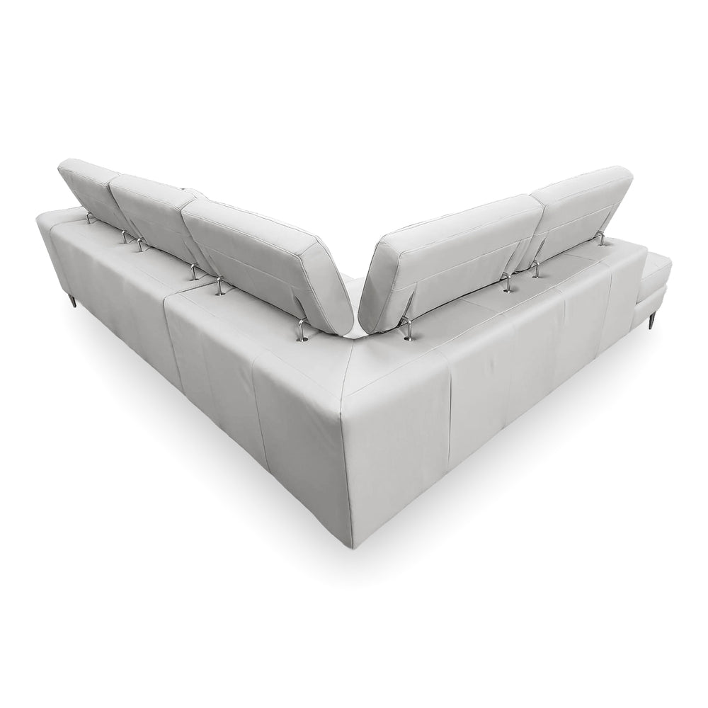 Viola - Italian Contemporary Grey Leather Left Facing Sectional Sofa - View 9