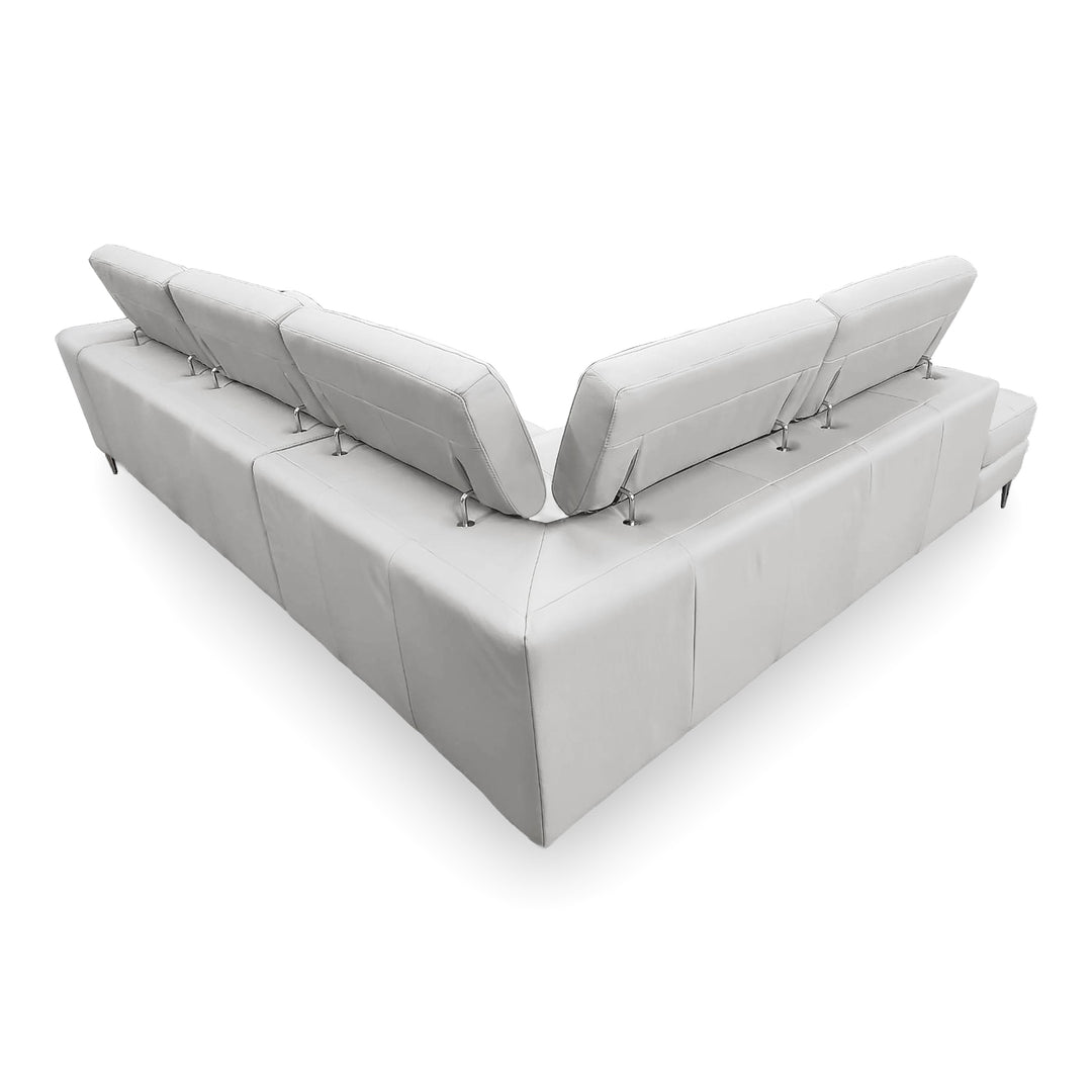 Viola - Italian Contemporary Grey Leather Left Facing Sectional Sofa