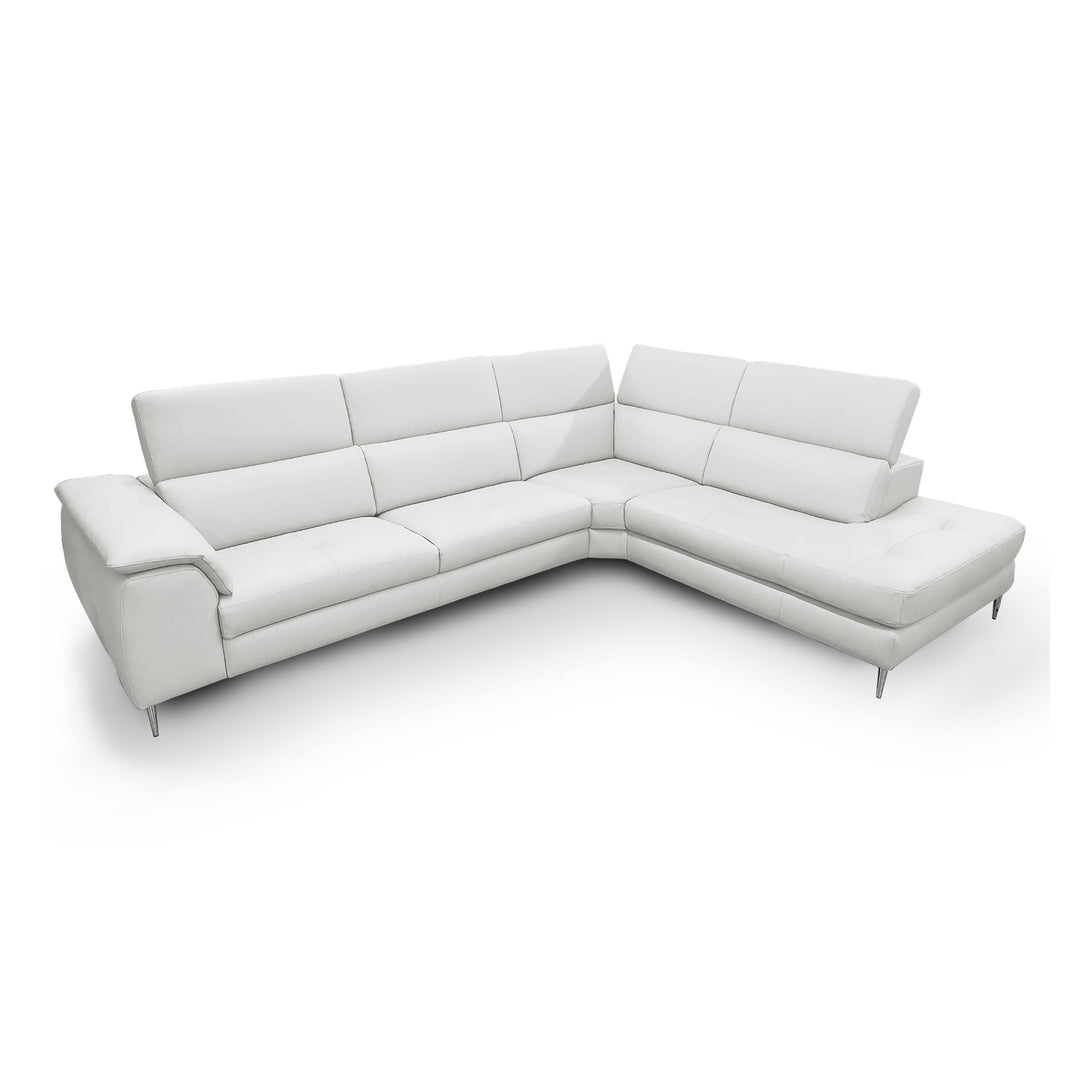 Viola - Italian Contemporary Grey Leather Right Facing Sectional Sofa
