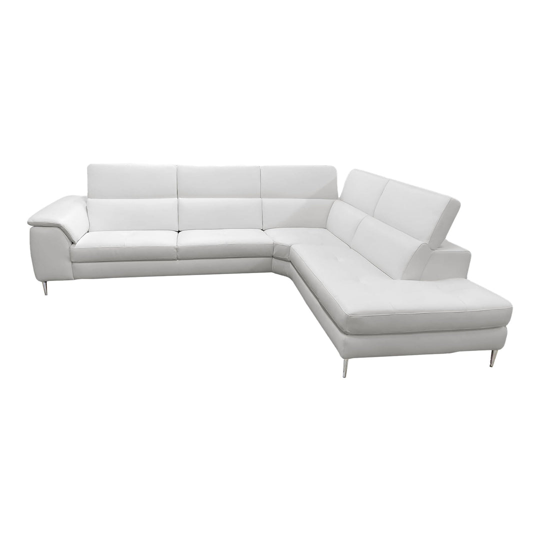 Viola - Italian Contemporary Grey Leather Right Facing Sectional Sofa