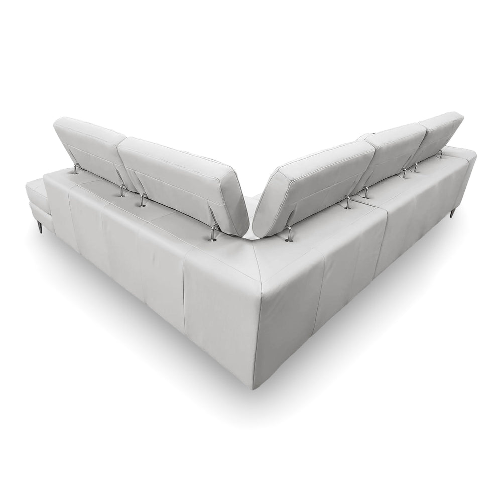 Viola - Italian Contemporary Grey Leather Right Facing Sectional Sofa - View 9