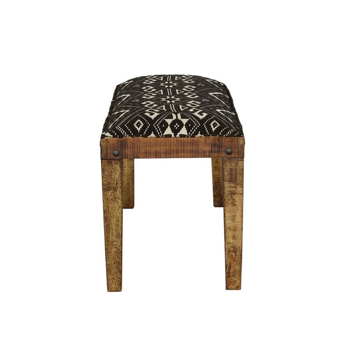 Lamont - Fabric Upholstered Accent Bench - Black And Natural Upholstered Bench modern furniture Contempo Furniture
