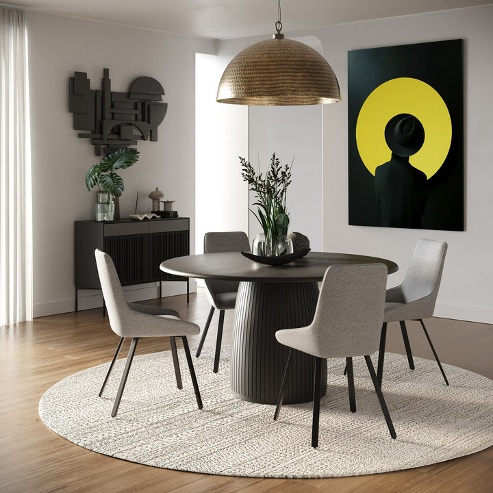 Lander Modern Mid Century Black Oak Round Dining Table